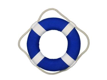 Decorative Lifering Christmas Ornament 10" (Color: Blue / White Bands)