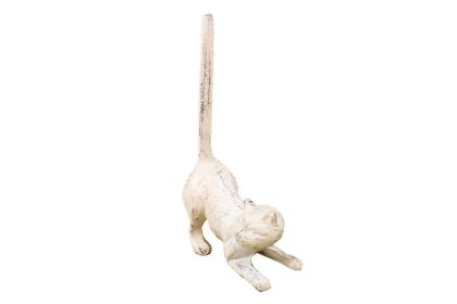 Cast Iron Cat Extra Toilet Paper Stand 10" (Finish: Whitewashed)