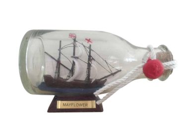 Mayflower Model Ship in a Glass Bottle (size: 5")