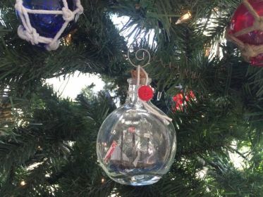 Model Ship in a Glass Bottle Christmas Ornament (Model: 4" Santa Maria)