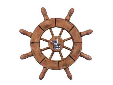 Decorative Ship Wheel with Seagull (style: 6" Rustic Wood)