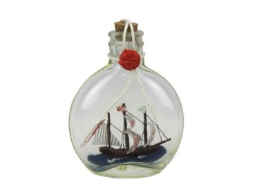 Santa Maria Model Ship in a Glass Bottle (size: 4")